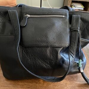 Black Leather Madeline  Lily Jade Diaper bag